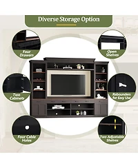 Streamdale Furniture Farmhouse Entertainment Center Bookshelf Rack