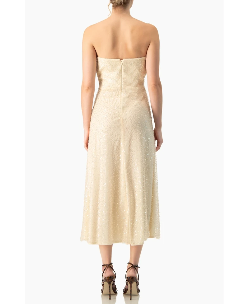 Ivonne Women's Strapless Bustier Sequin Midi Dress