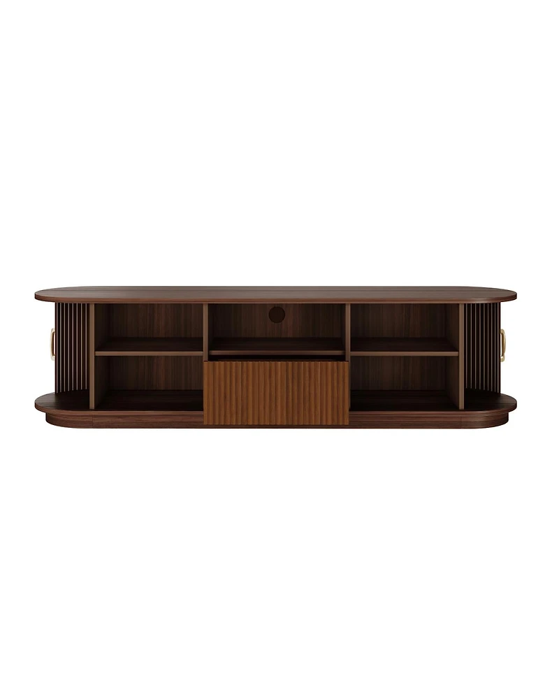 Streamdale Furniture Rustic Farmhouse Tv Stand Sliding Doors and Drawer
