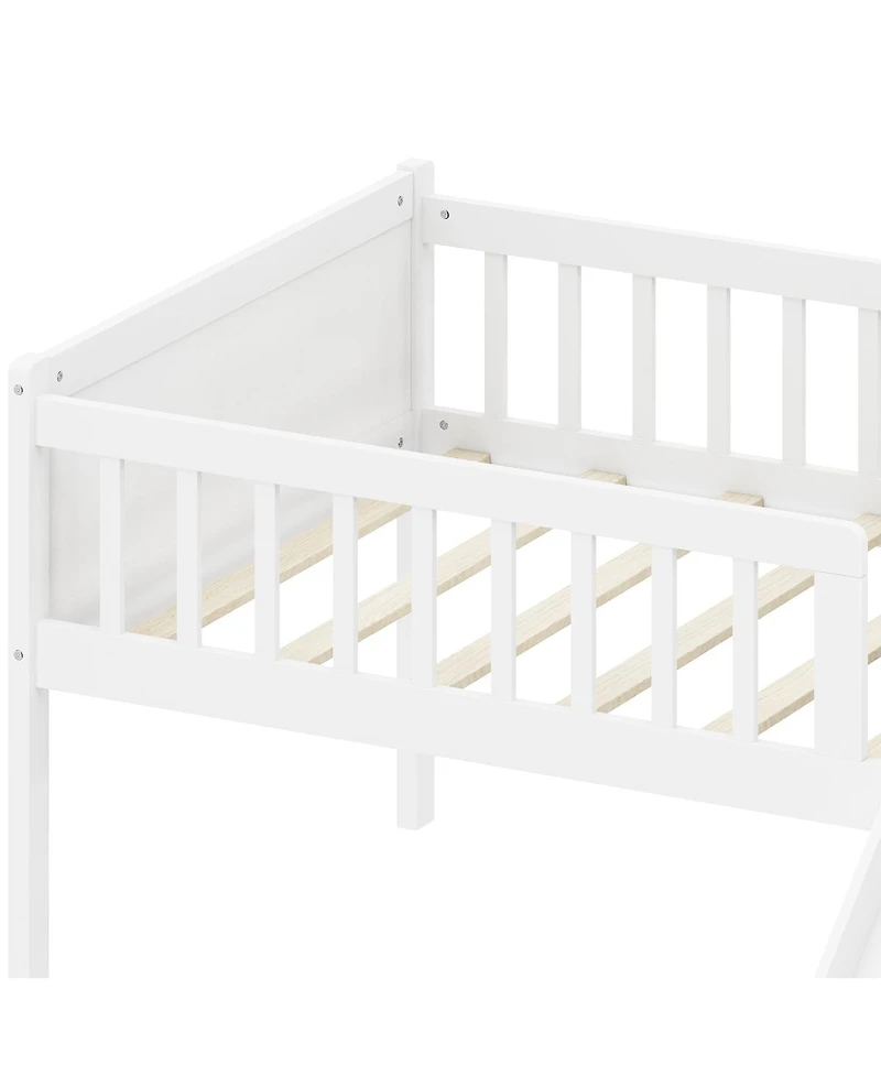 Streamdale Furniture Wooden Loft Bed with Storage, Slide and Ladder