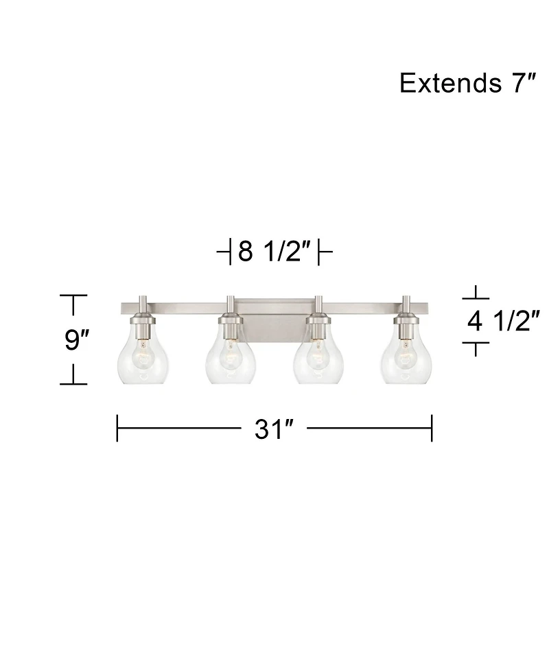 Possini Euro Design Possini Euro Danvers 31" Wide Brushed Nickel 4-Light Bath Light
