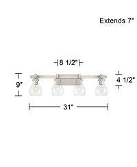 Possini Euro Design Possini Euro Danvers 31" Wide Brushed Nickel 4-Light Bath Light
