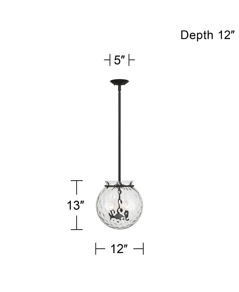 Possini Euro Design Kodi 12inch Wide Bronze Water Glass 3-Light Pendant Light