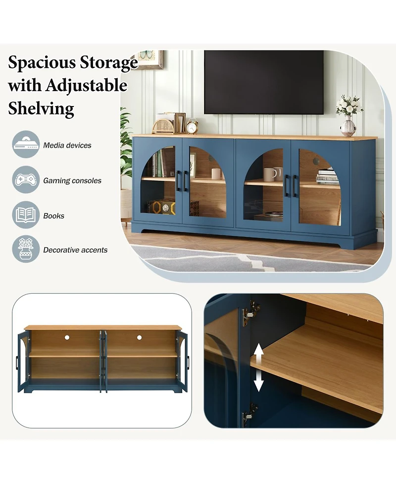 Streamdale Furniture Farmhouse Tv Stand Glass Doors