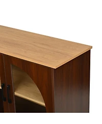 Streamdale Furniture Farmhouse Tv Stand Glass Doors
