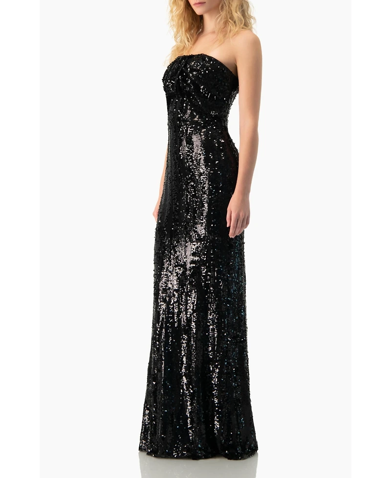 Ivonne Women's Strapless Sequin Column Gown