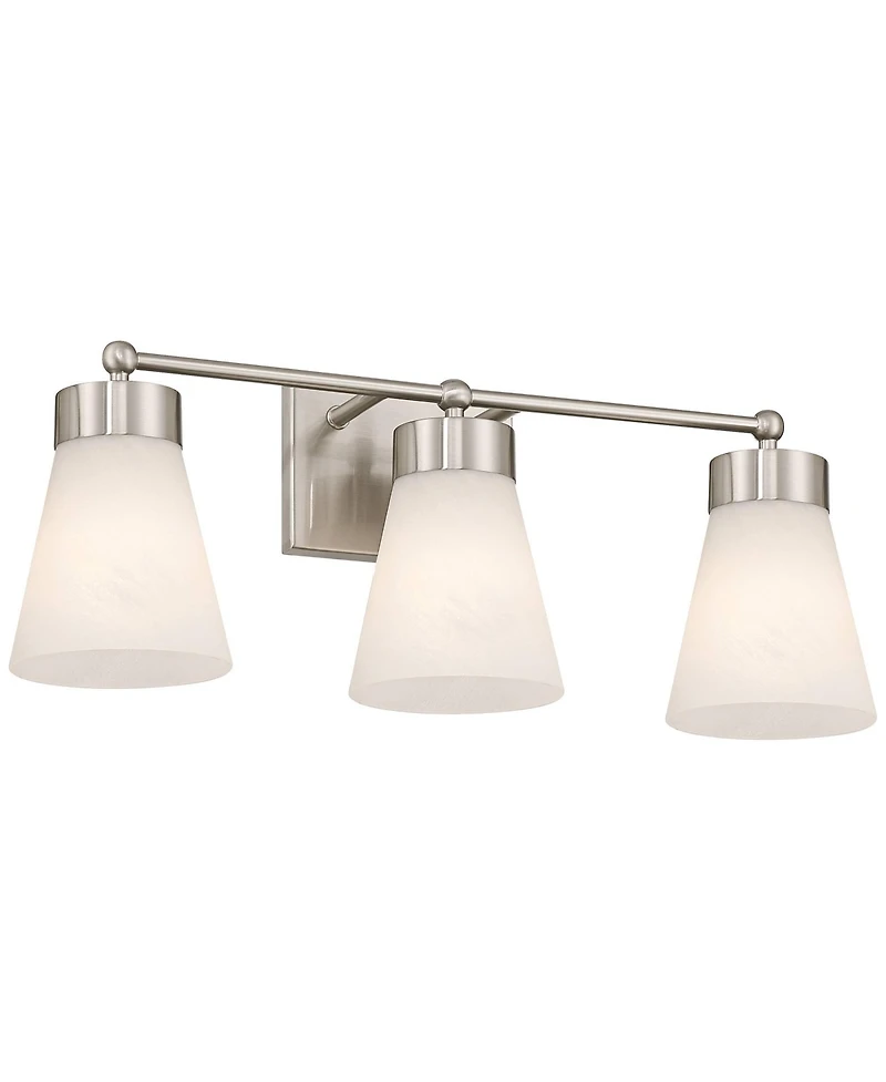 Regency Hill Hemingway 22" Wide Brushed Nickel and Cloud Glass 3-Light Bath Light