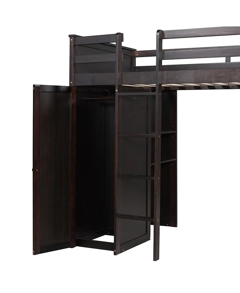 Streamdale Furniture Twin Loft Bed With Desk, Shelves, Wardrobe