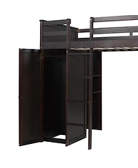 Streamdale Furniture Twin Loft Bed With Desk, Shelves, Wardrobe