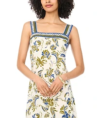 Vince Camuto Women's Printed Smocked Back Square Neck Maxi Dress