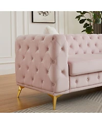 Streamdale Furniture Modern Luxury Velvet Sofa with Chesterfield Quilted Accents & Pillows