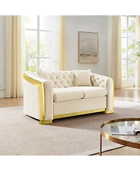 Streamdale Furniture Mid-Century Velvet Couch Set: 3-Seater and Loveseat