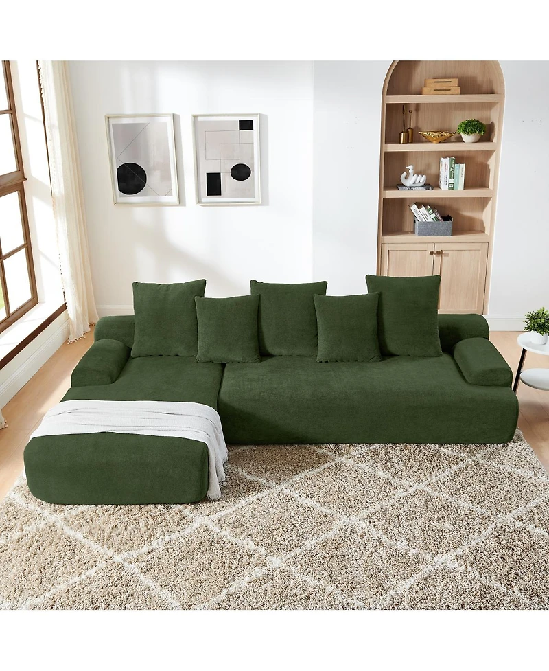 Streamdale Furniture Modern Upholstered L-Shape Sectional Sofa, Modular Compressed Sofa, Melange Velvet.