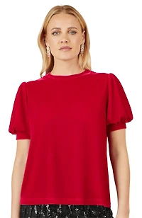 Yumi Women's Velvet Puff Sleeve Top
