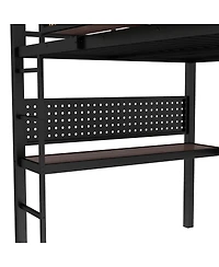 Streamdale Furniture Metal Loft Bed with Desk, Storage, Clock, and Charging Port