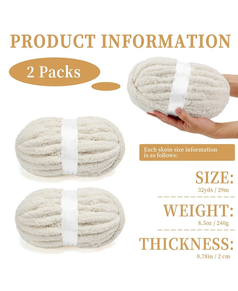 Gnuadz Chunky Chenille Yarn For Crocheting Arm Knitting Blanket