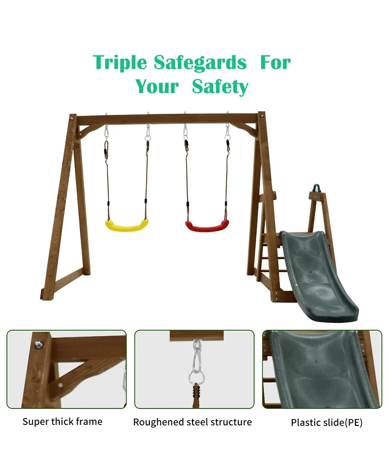 Streamdale Furniture Boys Backyard Swing Set with Slide and Ladder
