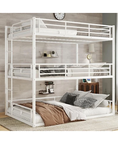 Streamdale Furniture Metal Triple Bunk Bed with Guardrails