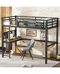 Streamdale Furniture Loft Bed with Desk, Storage, Clock and Charging Port