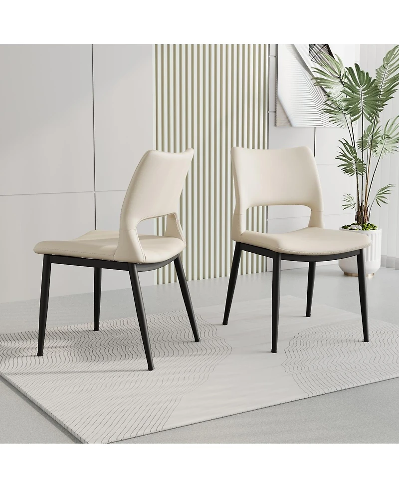 Streamdale Furniture Minimalist Pu Dining Chairs Set of 2