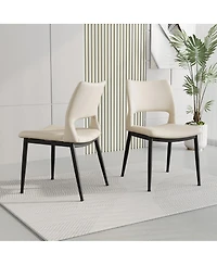 Streamdale Furniture Minimalist Pu Dining Chairs Set of 2
