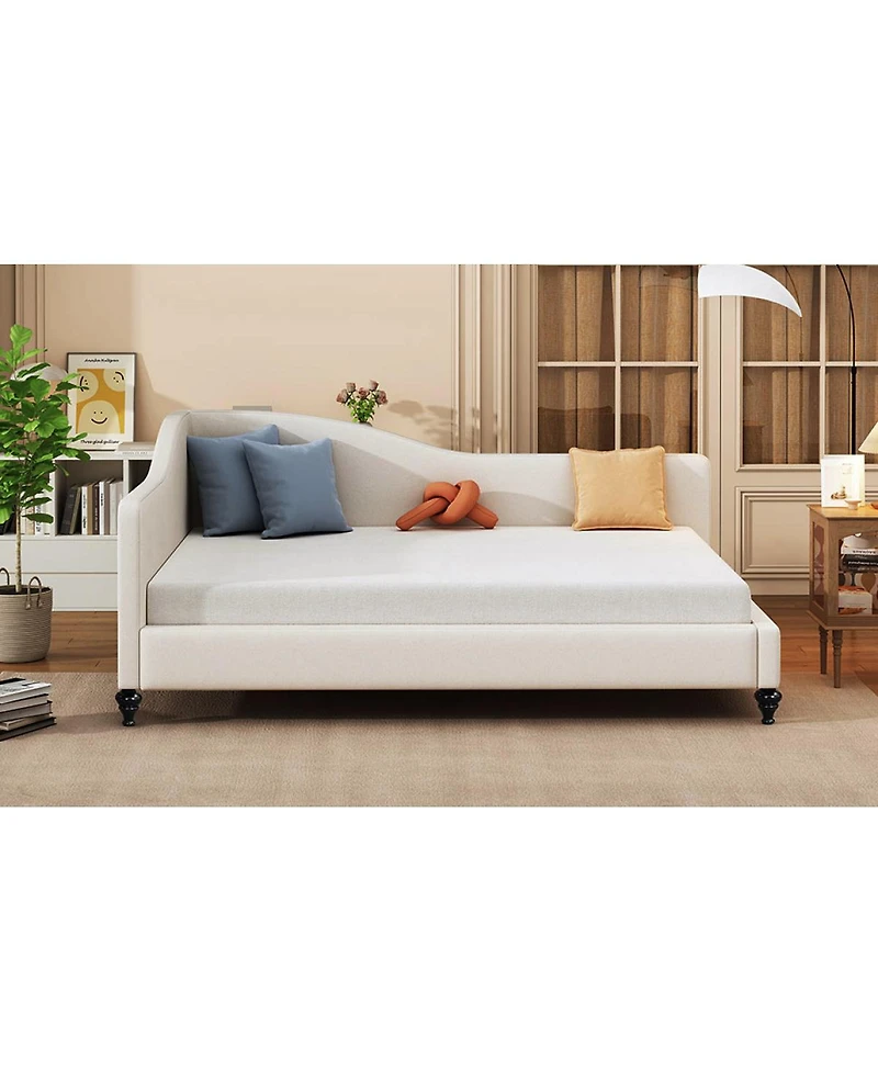 Streamdale Furniture Linen L-Shaped Daybed with Wood Legs
