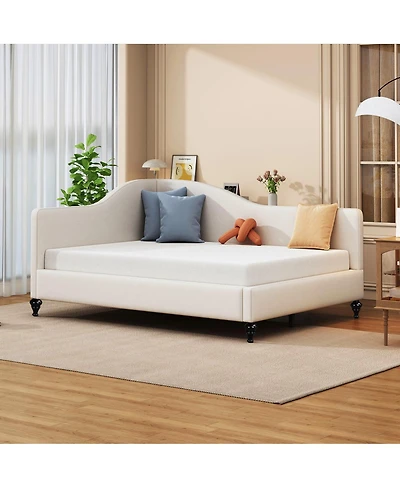 Streamdale Furniture Linen L-Shaped Daybed with Wood Legs
