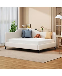 Streamdale Furniture Linen L-Shaped Daybed with Wood Legs