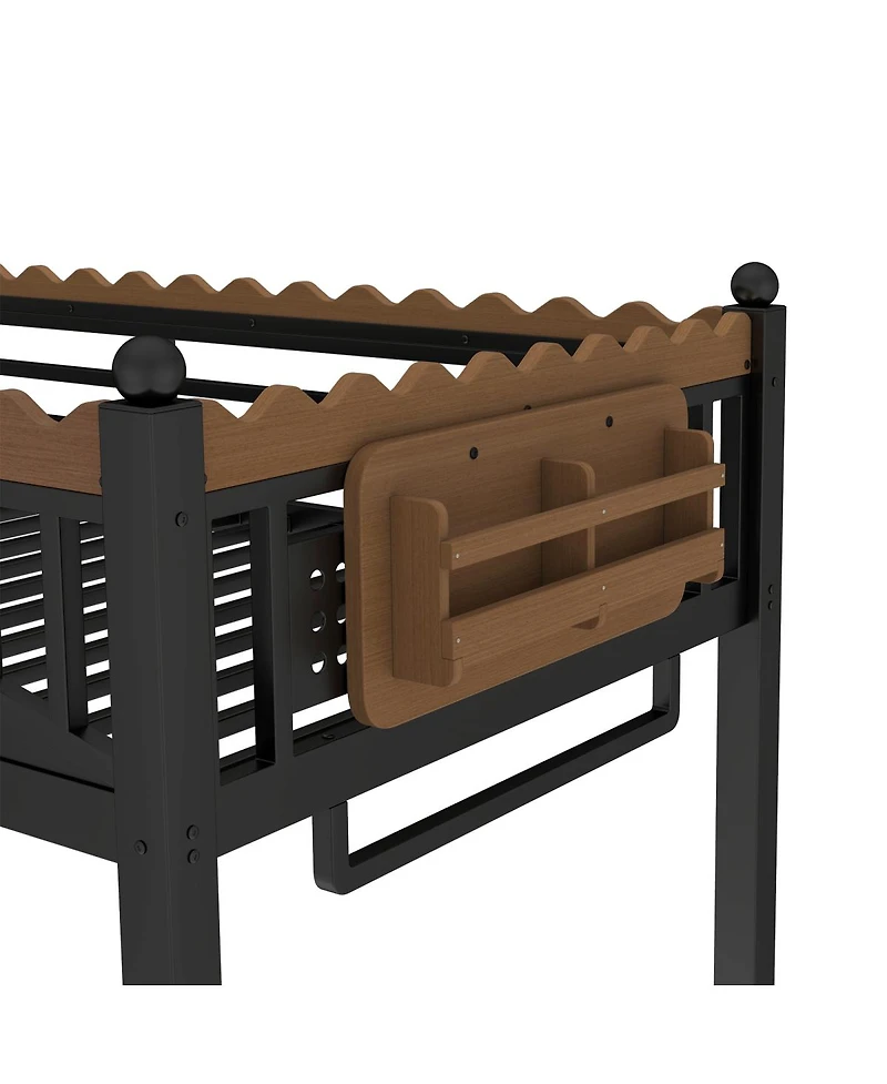 Streamdale Furniture Metal Loft Bed with Shelves and Ladder