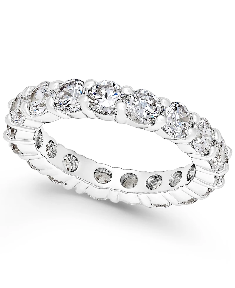 Charter Club Crystal All-Around Ring Fine Silver Plate, Created for Macy's