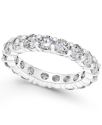 Charter Club Crystal All-Around Ring Fine Silver Plate, Created for Macy's