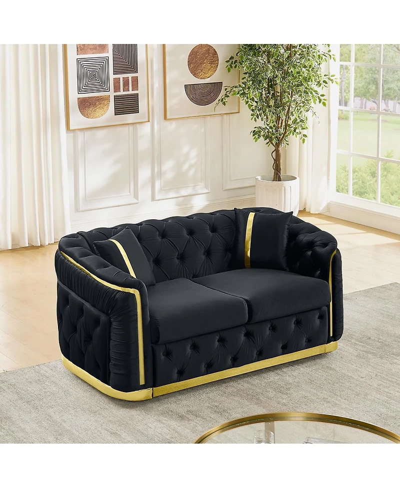 Streamdale Furniture Mid Century Modern Chesterfield Loveseat Couch Sofa