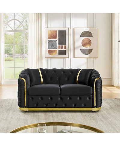 Streamdale Furniture Mid Century Modern Chesterfield Loveseat Couch Sofa