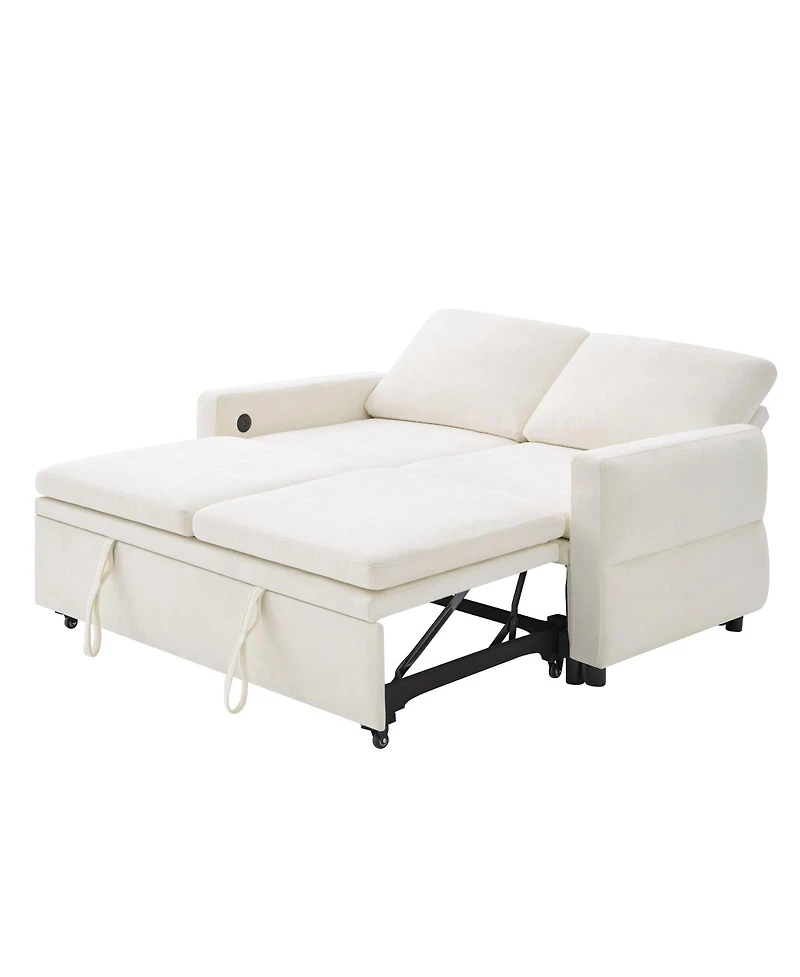 Streamdale Furniture Convertible Sofa Bed Loveseat with Usb Ports
