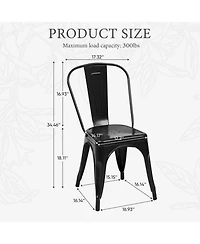 Yiortwo Metal Dining Chairs Set of 4, Stackable Industrial Kitchen