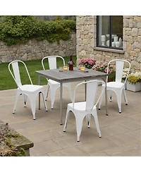 Yiortwo Metal Dining Chairs Set of 4, Stackable Industrial Kitchen Chairs
