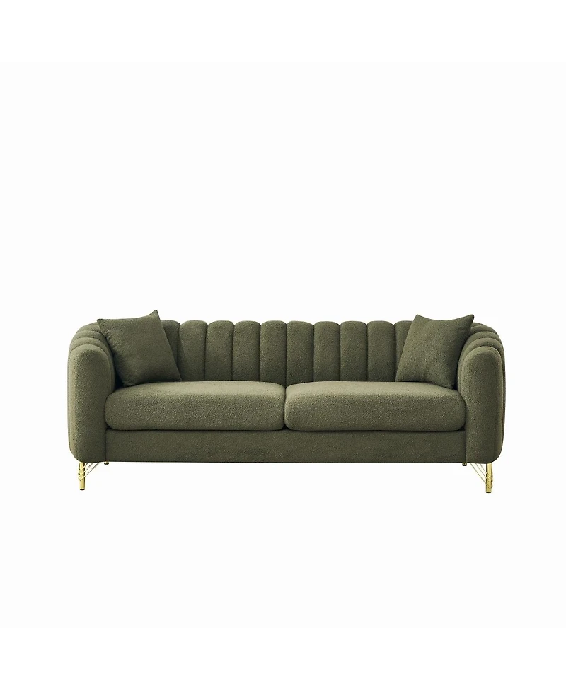Streamdale Furniture Oversized Chenille Tufted Sofa with Gold Metal Legs