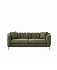 Streamdale Furniture Oversized Chenille Tufted Sofa with Gold Metal Legs