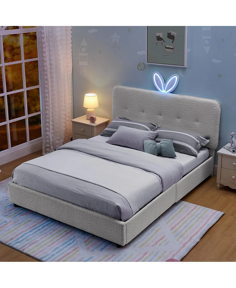 Streamdale Furniture Kids Upholstered Bed w/ Rabbit Headboard