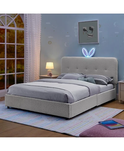 Streamdale Furniture Kids Upholstered Bed w/ Rabbit Headboard