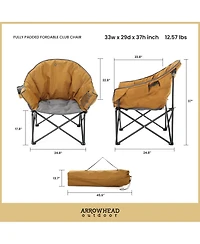 Arrowhead Outdoor 2-Pack Oversized Heavy-Duty Club Folding Padded Moon Camping Chair with Cup Holder and Carrying Bag, Supports 330 lbs