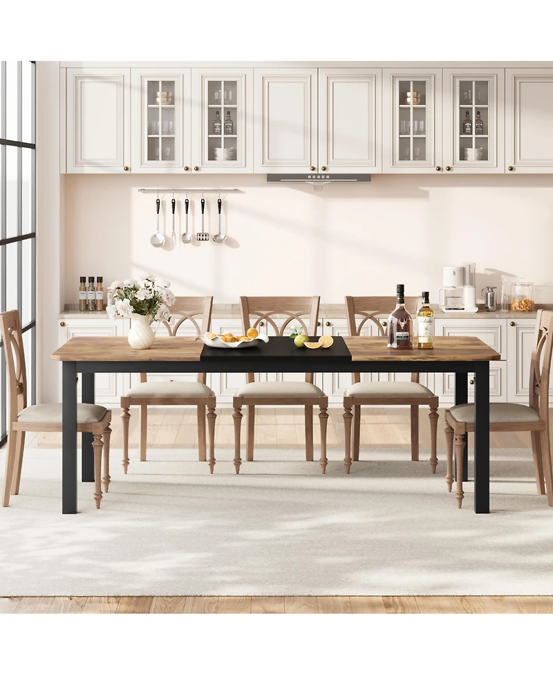 homfan Rectangular Dining Table for 6 to 8 with Metal Frame, Large Kitchen and Room