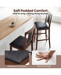 Costway Upholstered Barstool 29.5" Bar Height Kitchen Island Stool