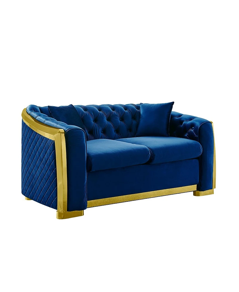 Streamdale Furniture Mid-Century Velvet Couch Set: 3-Seater and Loveseat