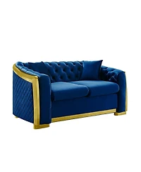 Streamdale Furniture Mid-Century Velvet Couch Set: 3-Seater and Loveseat