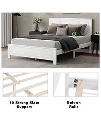 Streamdale Furniture Led Usb Pinewood Bed With Tall Headboard/Footboard
