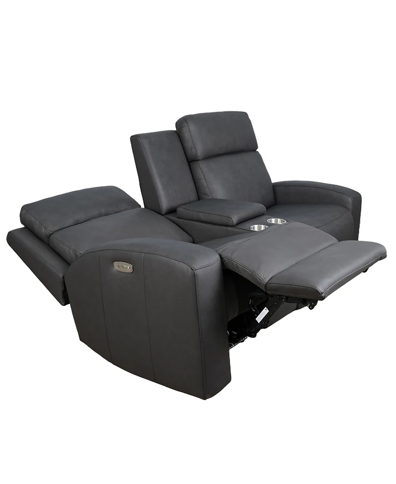 Hewitt 73" Leather Power Reclining Console Loveseat
