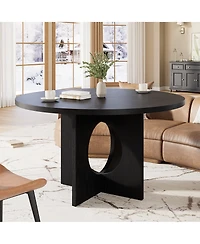 homfan Round Space-Saving Dining Table for 4-6, Modern Pedestal Kitchen & Living Room, Sturdy Design Apartments