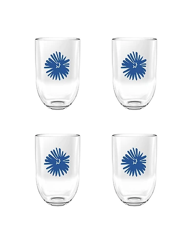Abode Homewares Midsummer Acrylic Floral Stemless Wine Glasses, Set of 4
