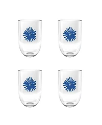 Abode Homewares Midsummer Acrylic Floral Stemless Wine Glasses, Set of 4